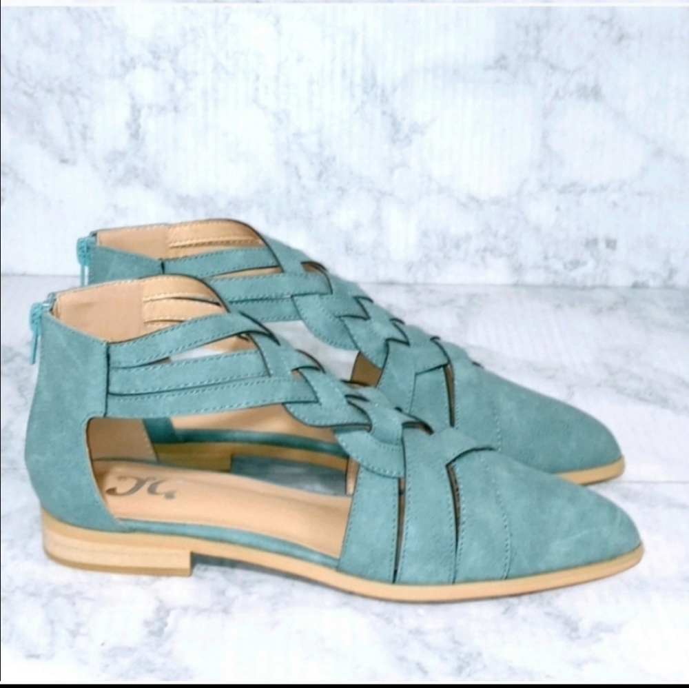 New! Boho Vibes Vegan Leather Shoes in Desert Blue - Picture 3 of 8